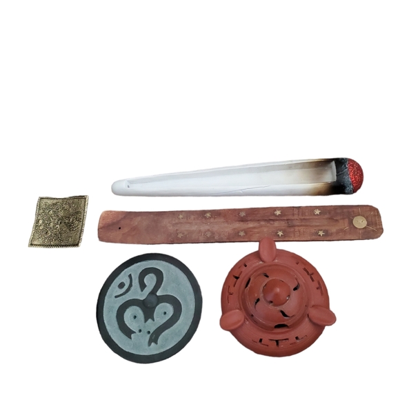Incense burners, storage, and assorted incense cones and sticks - Picture 1 of 17